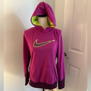 Nike Women's Magenta and Lime Hoodie